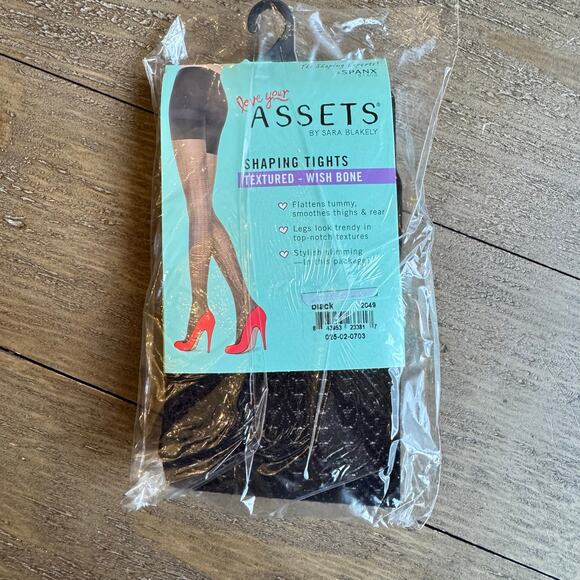 SPANX Assets Womens Size 3 Shaping Tights Textured Black Wishbone 155-180lbs NEW - Picture 2 of 8